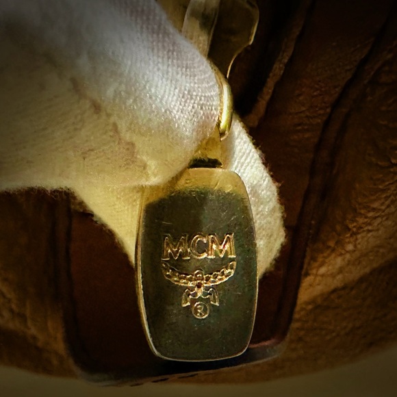 Authentic Vintage Y2K MCM Tan Leather Satchel tote bag shoulder bag Halloween π - Picture 11 of 17